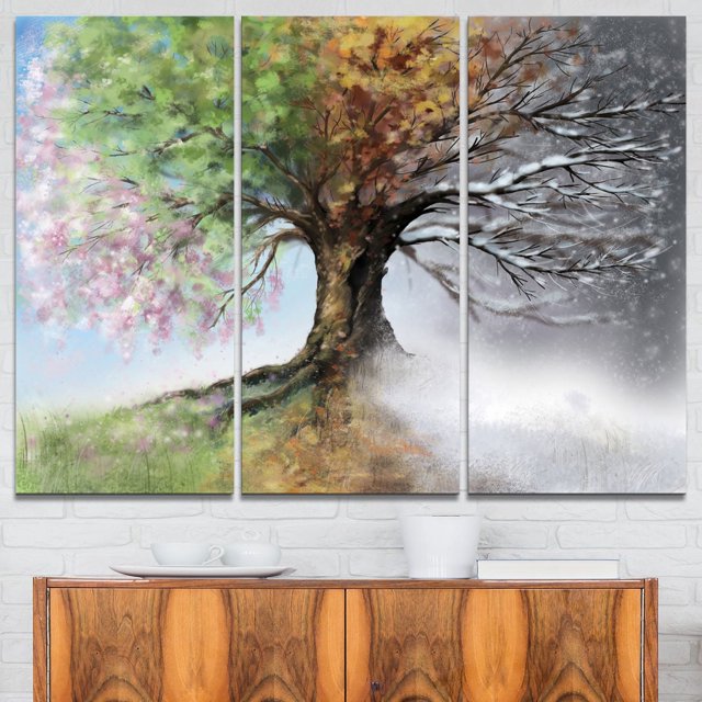 Tableau moderne imprimée sur toile Design Art Arbre en 4 saisons