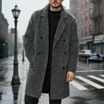 thumbnail image 3 of Aihuaihua Men's Trench Coat Single Trench Coat Notched Lapel Mid Long Peacoat Winter Casual Business Overcoat Grey XL, 3 of 10