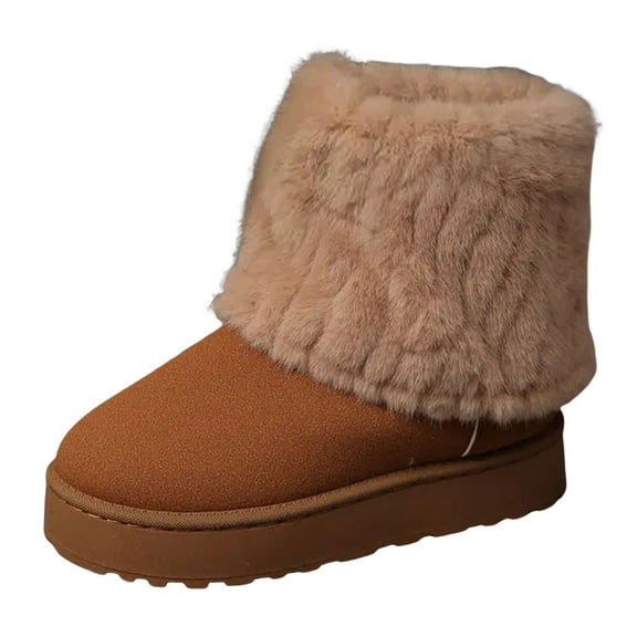 YLYL Women's Winter Snow Boots Fuzzy Warm Fur Lined Non-Slip Comfortable Slip on Ankle Booties