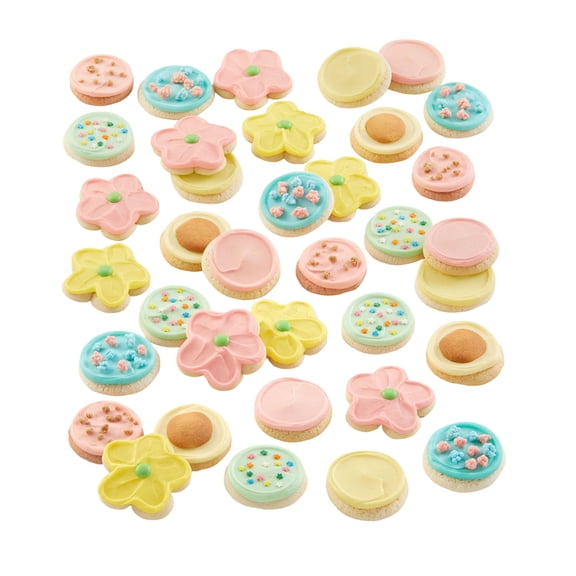 Cheryl's Cookies Fruit-Flavored Variety Spring 36 Cookie Gift Box Pastel Buttercream-Frosted Cutout Flowers, Individually Wrapped