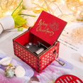 thumbnail image 1 of Caja de música de mano de madera, caja de música pintada con música de Feliz Navidad, exhibición de puesto, regalos exquisitos al por mayor, 1 of 4