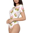 thumbnail image 2 of KLL Women 's Crew Neck Bodysuit Jumpsuits Avocado Lovers Print Short onesies Stretch T Shirts, 2 of 7