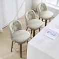 thumbnail image 4 of Foreate Swivel PU Bar Stools Set of 1, 26" Uholstered Leather with Button-tufted Mid-Back & Wood Legs, Modern Chair Kitchen Pub Island Counter Stool, 4 of 11