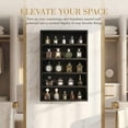 thumbnail image 3 of Wooden Wall-Mounted Display Shelf Rack for Collectibles, Figures,Shot Glasses,Spice Can,Cosmetics or Perfume, 5 Adjustable Height Shelves,Space-Saving, Black Color, 3 of 5