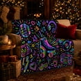 thumbnail image 3 of 80S 90S Roller Skating Disco Neon Doodle Party, Cozy Friendship Quote Scene, Warm Flannel Blanket for Living Room and Reading Nook, Art Lovers Friendship Gift, Fantasy Home Decor, 3 of 9