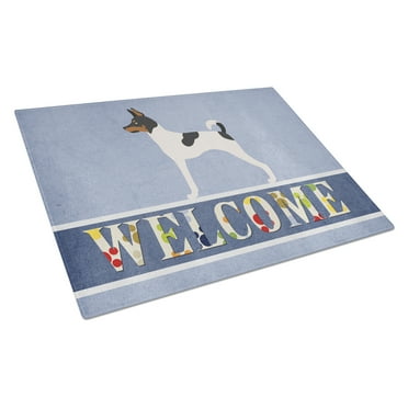 Caroline's Treasures Toy Fox Terrier Welcome Glass Cutting Board Large