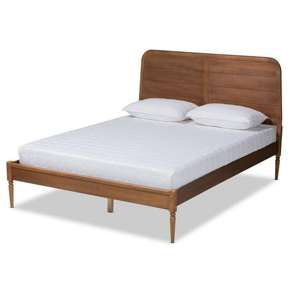 Pemberly Row Walnut Brown Finished Wood Queen Size Platform Bed