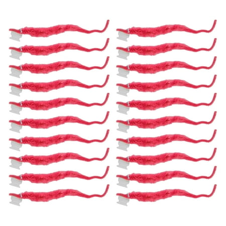LAZIOEGR 20 Pcs Furry Worm Soft Touch Plush Cute DIY Compact Portable Fuzzy Worms for Party Magic Trick Toy, Pink (8.7 inches / 22 cm)