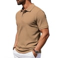 thumbnail image 5 of Telankuip Checkered Pattern Polo Shirts for Men Summer Breathable Casual Work Top with Classic Collar Solid Color Loose Comfy for Business Leisure Wear Khaki XXXL, 5 of 7