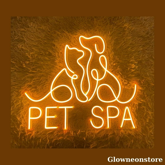 Glowneon Pet Spa Neon Sign, Pet Grooming Led Light, Welcome Open Pet Spa Grooming Neon LED Light