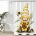 thumbnail image 2 of 54x78 Inch Shower Curtain Decorative Yellow Gnomes Bathtub Bath Curtains Fabric Waterproof Bathroom Decor Sunflower Bee Vintage Abstract Artwork Small Stall Shower Curtain Set with 12 Hooks, 2 of 6