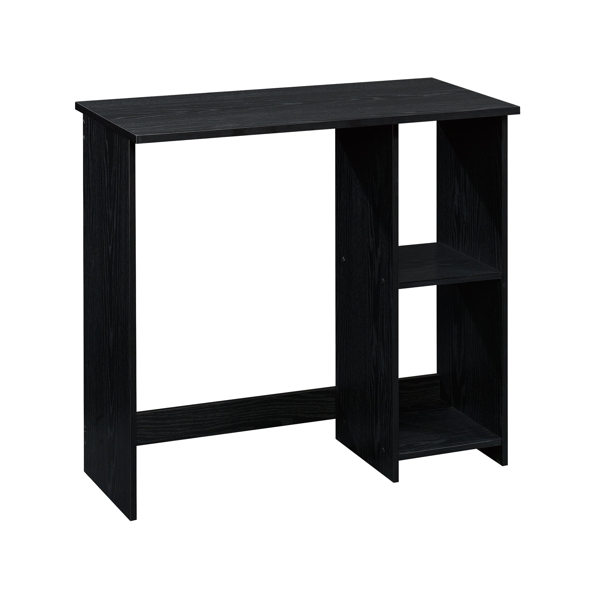 Mainstays Small Space Writing Desk with 2 Shelves, True Black Oak Finish