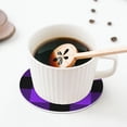 thumbnail image 5 of Naloa Purple Buffalo Plaid Leather Coasters for Drinks, Durable Drink Coasters 4 Set for Tabletop Protection, Luxurious Home Décor and Housewarming Gift ( {designName})Round Shape, 5 of 6