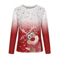thumbnail image 4 of Camisas Navideñas Para Mujer Tops de Manga Larga Jersey de Cuello Redondo Informal Con Estampado de Ciervos en 3D Odeerbi  ODB199758, 4 of 5