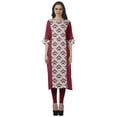 thumbnail image 1 of Moomaya Kurtis Droits Imprimés pour Femmes, Col en V, Manches Retroussables, Kurta Tunique, 1 of 6