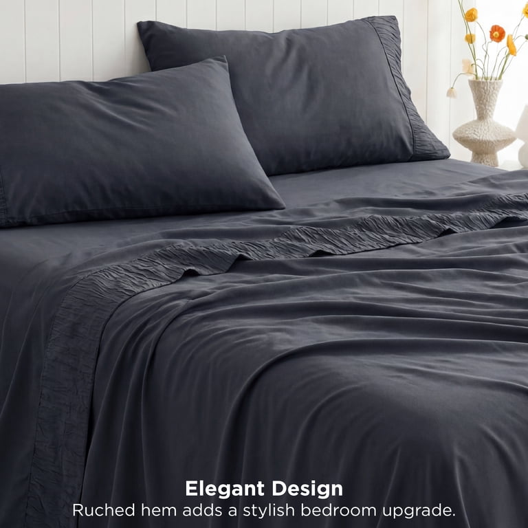 U by Bedsure Queen Sheets Set, 4-Piece Microfiber, Dark Gray photo 2
