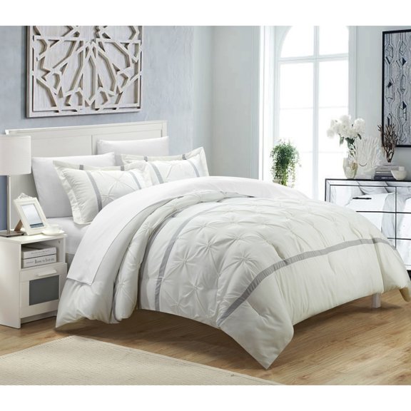 Chic Home 3 piece Nica pinch pleat pintuck Duvet cover and Shams Set