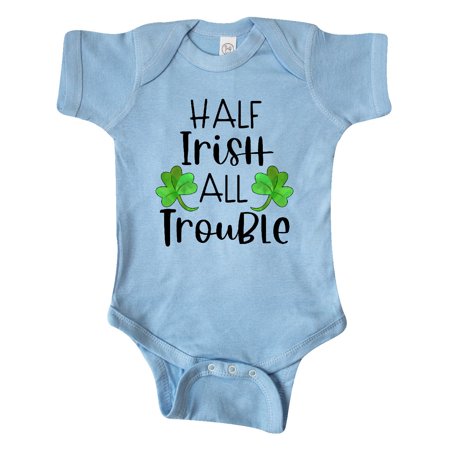 

Inktastic Half Irish All Trouble with Green Clovers Gift Baby Boy or Baby Girl Bodysuit