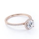 thumbnail image 3 of JeenMata Anillo de Compromiso de 1,75 Quilates con Corte Redondo y Halo Pavé en Baño de Oro Rosa de 18 K sobre Plata, 3 of 5