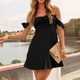 thumbnail image 4 of CHUMUD Short Dresses for Women Stretch Ruffle Sleeveless Square Neck Flowy A Line Mini Dress Summer Outfits, 4 of 6