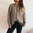 thumbnail image 5 of Ounisa Womens Vintage Color Block Plaid Cardigans Zip Up Sweater Coat Knit Outerwear, 5 of 5