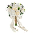 thumbnail image 1 of Ramo de novia para novia, ramo de novia con cintas, elegantes flores artificiales. Blanco, 1 of 9