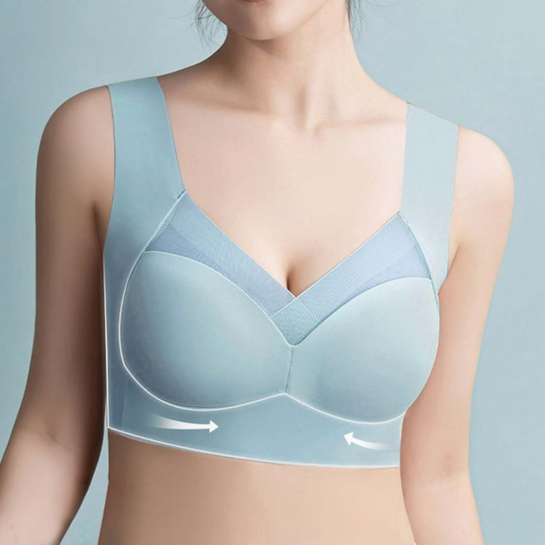 LBECLEY Womens Lingerie Diva Curves Women Ice Silk Gathered Lightweight  Comfortable Breathable Bra Lace Compression Push Up Bras for Women Light  Blue