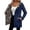 Navy, variant on Women's Double-Sided Long Windbreaker with Leopard Print Lining Casual Hooded Thin Jacke