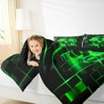 thumbnail image 4 of Erosebridal Girls Football Bedding Sets Queen with Comforter,Sports Game Duvet Insert,Green Geometric Glowing Plaid Comforter Sets Queen Size,Microfiber Bedroom Decor Reversible，3pcs, 4 of 8