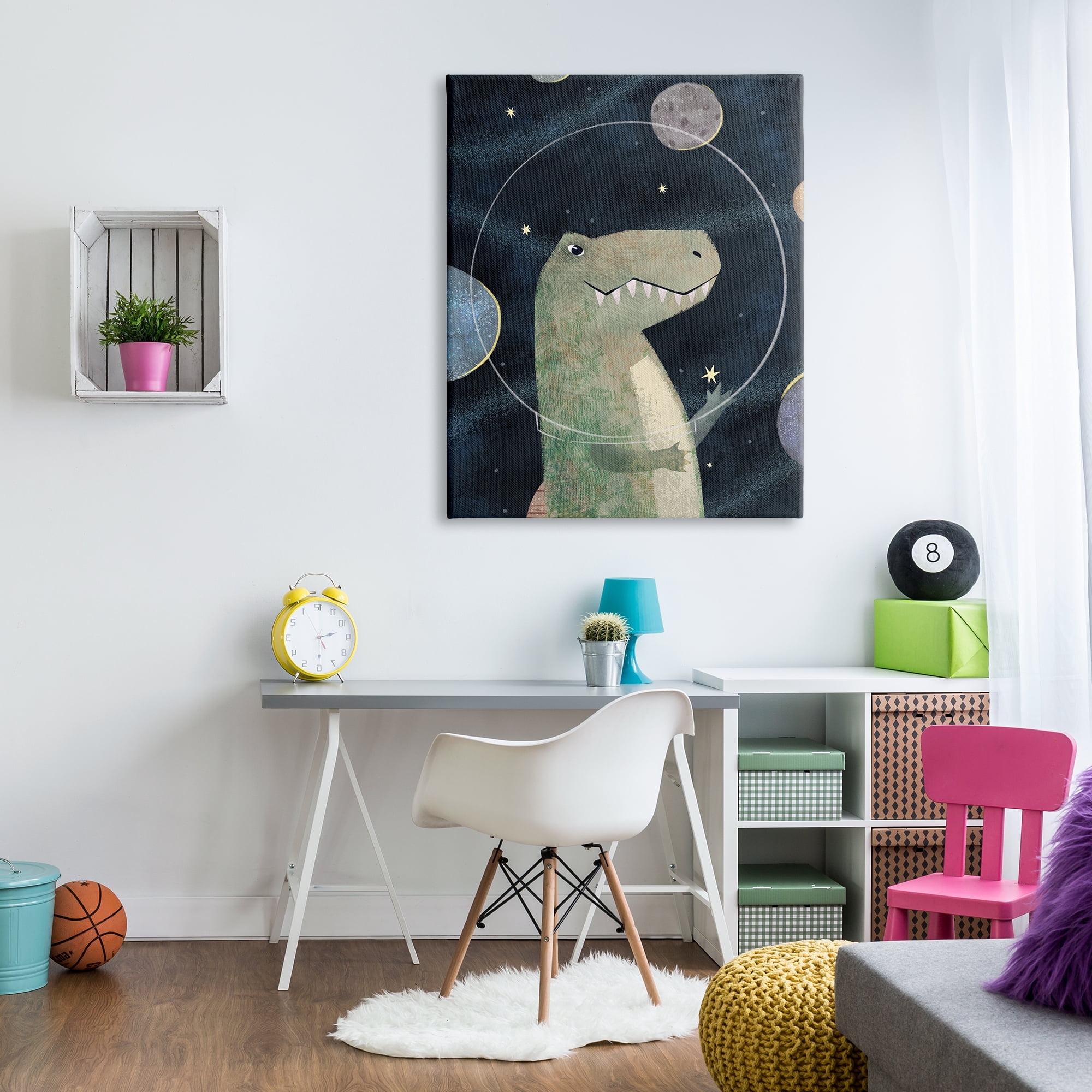 Design by Ziwei Li Outer Space Dinosaur Glass Helmet Galactic Planets 36 in x 48 in Painting Canvas Art Print, by Stupell Home Décor