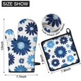 thumbnail image 6 of Blue Pioneer Flower Kitchen Oven Mitt and Pot Holder Sets 2 Pcs for Baking, Cooking and Grilling, Heat Resistant Up To 392 °F, 6 of 7
