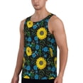 thumbnail image 2 of Easygdp Sunflowers And Blue Flower Men's Tank Top, Sleeveless Muscle T Shirts, Breathable, Quick-Dry, Loose for Gym, Running, Fitness - 4X-Large, 2 of 9