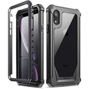 Poetic Guardian [Scratch Resistant Back] Full-Body Rugged Clear Hybrid Bumper Case with Built-in-Screen Protector for Apple iPhone XR 6.1" LCD Display Black