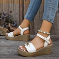 thumbnail image 6 of Cethrio Wedge Sandals for Women 2025, Open Toe Summer Ankle Strap Holiday Womens Footwear White Size 6.5, 6 of 7