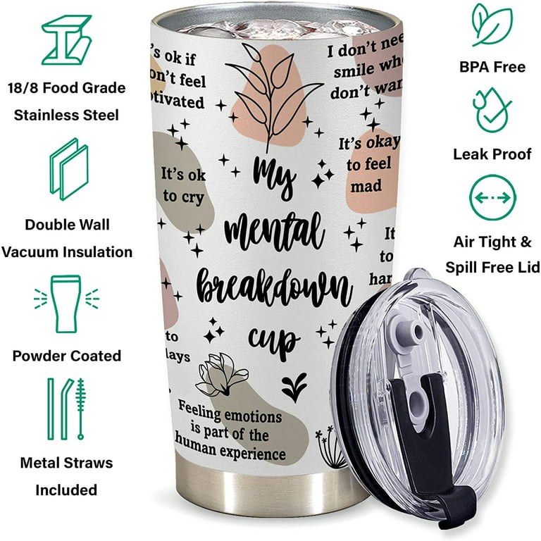 Don’t Sweat the Small Things: Insulated Travel Mug 10oz Anxiety Awareness,  Depression Awareness, Mental Health Advocate