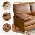 thumbnail image 4 of 81" L Shaped Sectional Sofa Couch, Mid Century Modern Faux Leather Couch with Hand-Sewn and Backrest Pillows Deep Couches, 3 Seater Home Sofa for Living Room, Small Space, Bedroom, Office, Caramel, 4 of 5