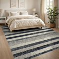 thumbnail image 3 of ODIKA 8'x10' Washable Area Rug Non-Slip Chair-Friendly Mat Striped Vintage Farmhouse Bands Distressed Colorblock Border for Dining Room, Large Office, Lounge, 3 of 7