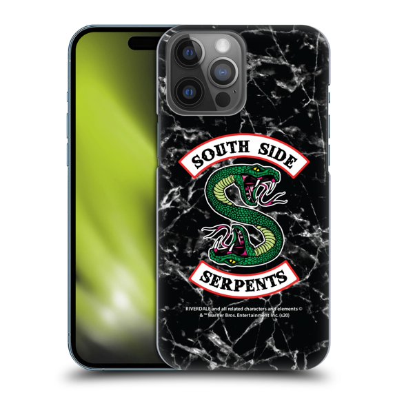 Head Case Designs Officially Licensed Riverdale South Side Serpents Black And White Marble Logo Hard Back Case Compatible with Apple iPhone 14 Pro Max