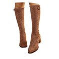 thumbnail image 3 of Polka Stretch Heel Knee High Boots Round Toe Mid Calf Long Footwear, 3 of 9