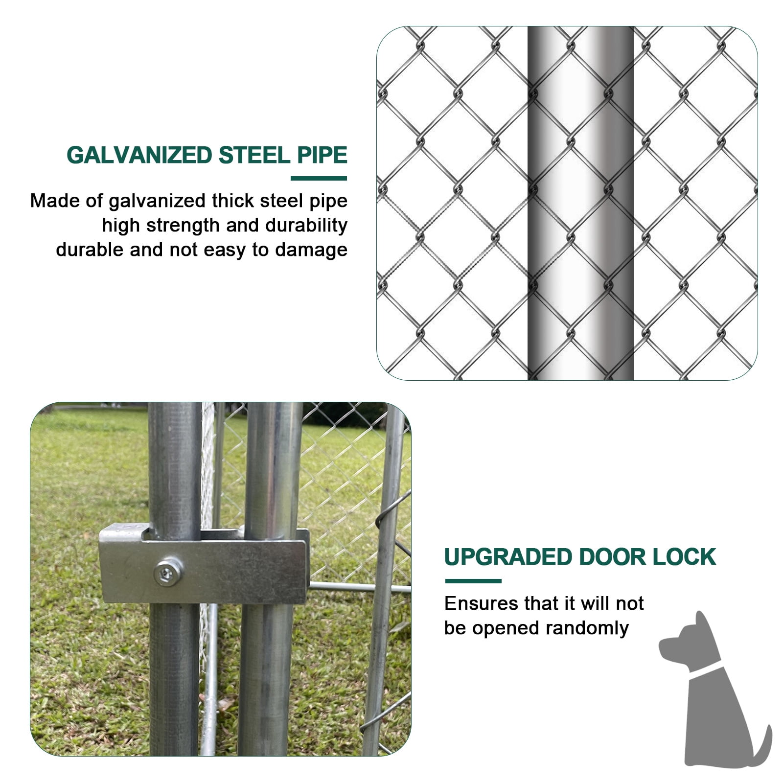 Caulitar 6.6 x 6.6 ft Large Outdoor Dog Run Kennel, Heavy Duty Dog Pets Cage Galvanized Steel Dog Fence Dog Enclosure Playpen with Waterproof Cover