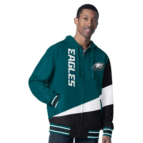 Men's G-III Sports by Carl Banks Midnight Green/Charcoal Philadelphia Eagles Dual Threat Reversable Full-Zip Hooded