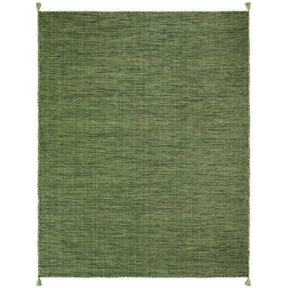 SAFAVIEH Montauk Bijar Solid Cotton Area Rug, Green/Black, 9' x 12'