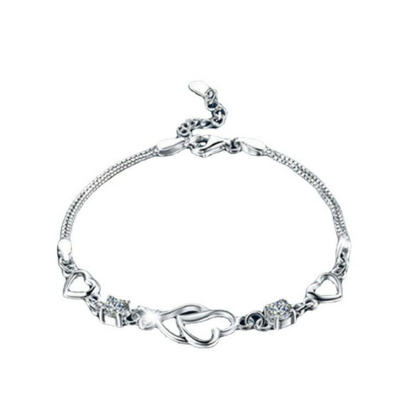 Adjustable Heart Bracelet for Women Girls Cubic Zirconia Birthstone Bangle Stylish Elegant Jewelry