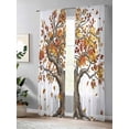 thumbnail image 4 of Sheer Curtains 84 Inches Long 2 Panels Set for Living Room, Brown Tree Fall Semi Sheer Curtains for Windows, Leaves Branches Watercolor Botanical Elegant Voile Window Treatments Rod Pocket Curtain, 4 of 7