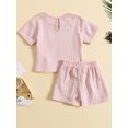 thumbnail image 4 of xiaxaixu Toddler 2Pcs Summer Outfits, Short Sleeve Solid Color Pocket Tops + Shorts Set Kid Clothes, 4 of 9