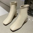 thumbnail image 6 of NOKIO Women'S Vintage Ankle Boots With A Square Toe Women Ankle Boots Autumn And Winter Simple Solid Color Fashion Comfortable Square Toe Square Heel Back Zipper Women'Sfashion-Forward Ankle Booties, 6 of 9