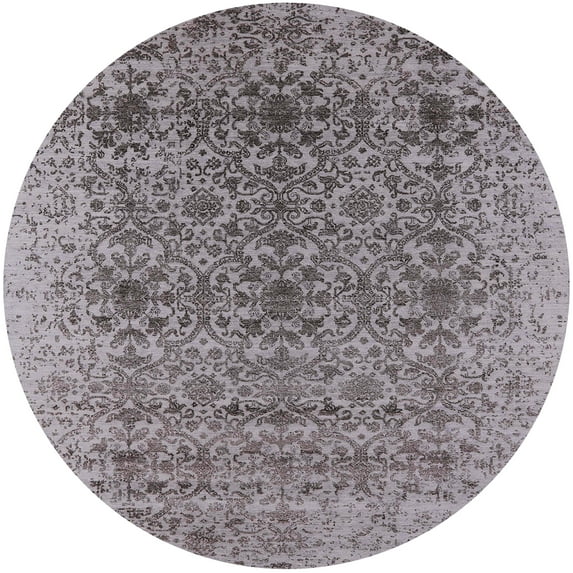 Ahgly Company Machine Washable Indoor Round Industrial Modern Purple Area Rugs, 7' Round