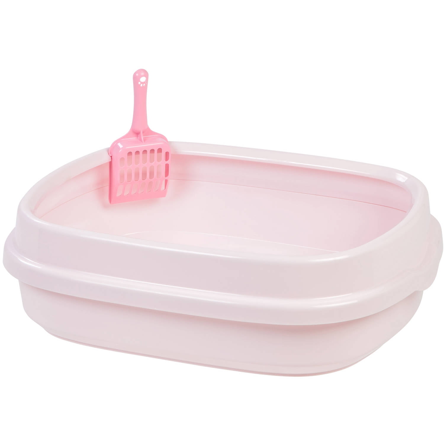 Iris HeavyDuty Rimmed Cat Litter Box Set, Pink
