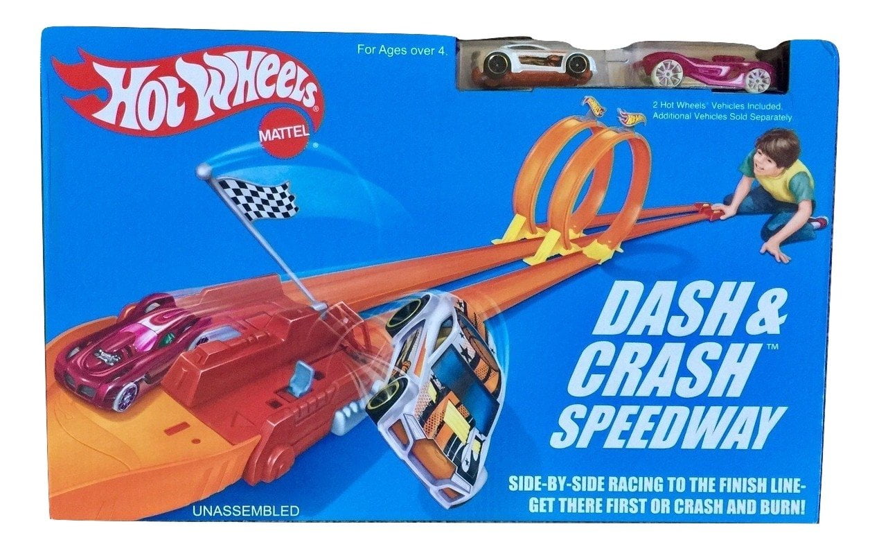 Hot Wheels Retro Dash and Crash Speedway Track Set Ages 4 New Toy Play Boys Fun 