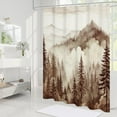 thumbnail image 2 of Brown Misty Pine Forest Shower Curtain, Tan Mountain Foggy Woodland Scenery Tree Shower Curtains for Chic Rustic Bathroom, Modern Waterproof Nature-Themed Decor, 72x72 Inches, 2 of 6